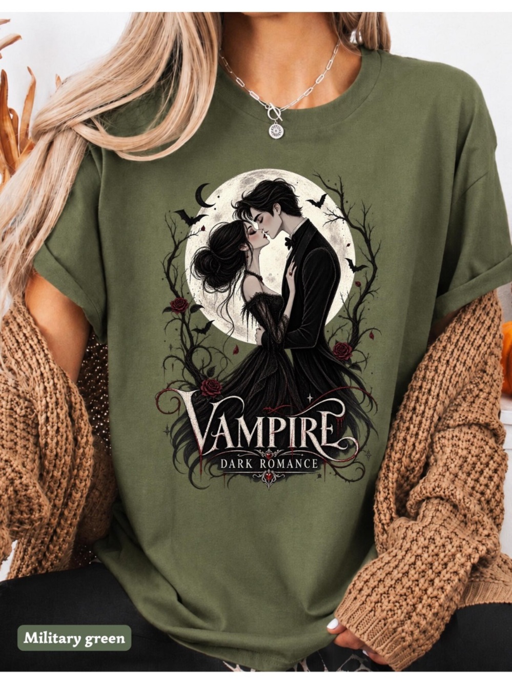 Military Green Vampire Dark Romance Graphic Tee